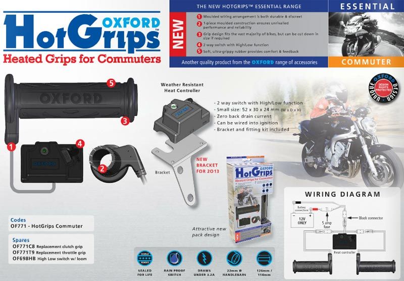 Kit Manopole Riscaldate per Manubri Moto da 22mm - Oxford Premium Sports OF692